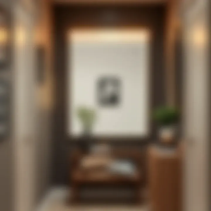 Chic hallway adorned with strip decorative mirror