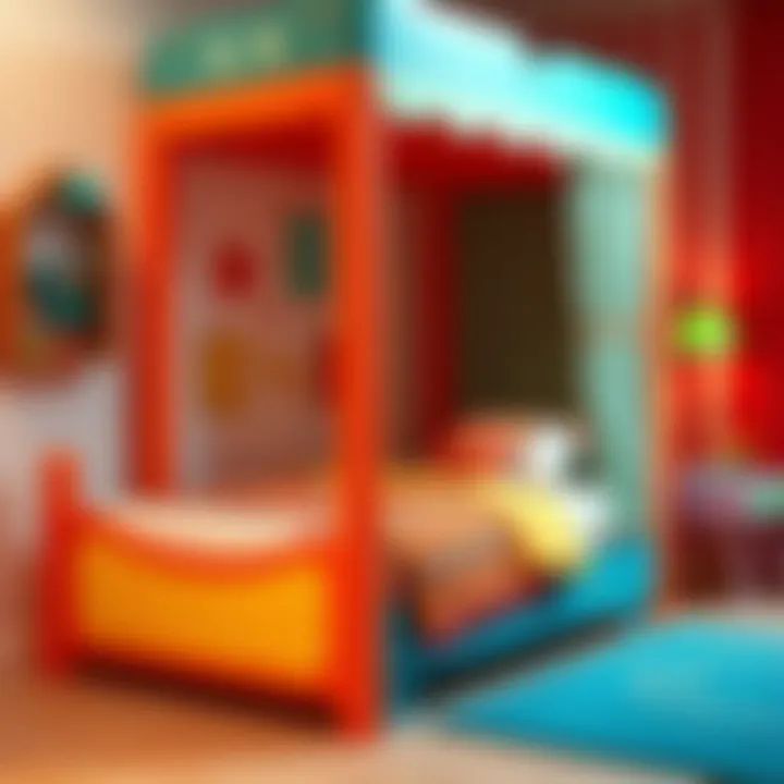 Colorful themed children's bed in vibrant decor
