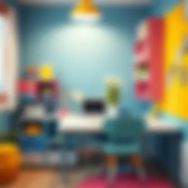 Aesthetic and colorful workspace for kids