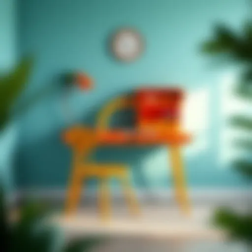 A stylish children's study desk with vibrant colors and ergonomic design