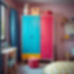 Stylish children's wardrobe design with bright colors