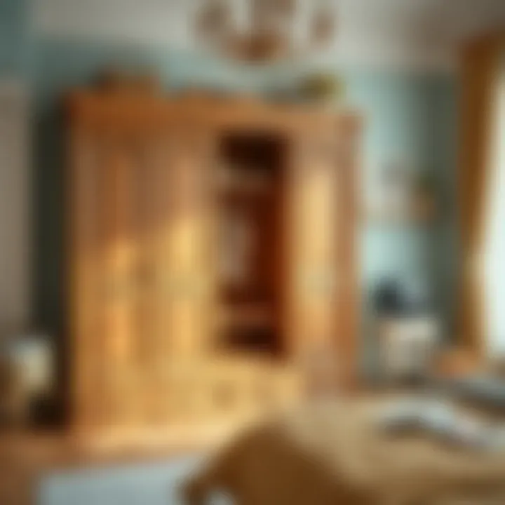 Elegant wooden wardrobe for children's room