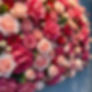 Close-up of artificial flowers creating a stunning wall display