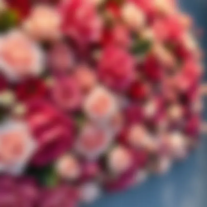 Close-up of artificial flowers creating a stunning wall display