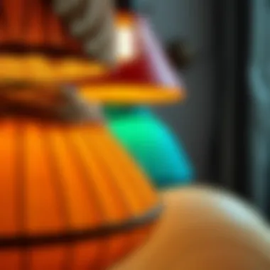 Close-up of materials used in colorful lamps