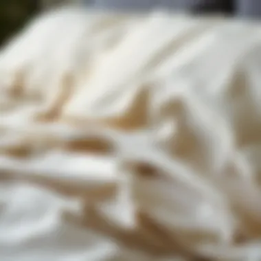Close-up of fabric textures in single bed sheets
