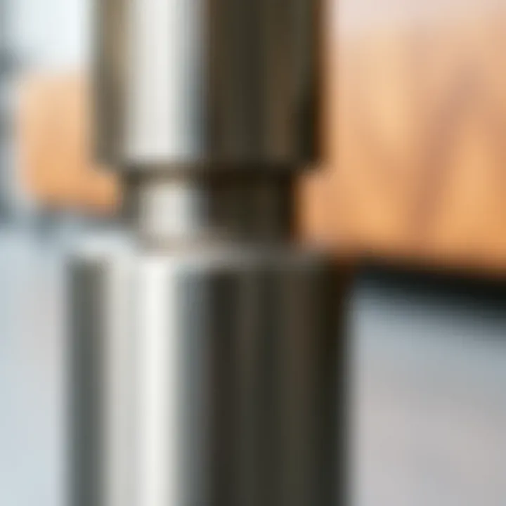 Close-up of a stainless steel leg highlighting its finish and texture
