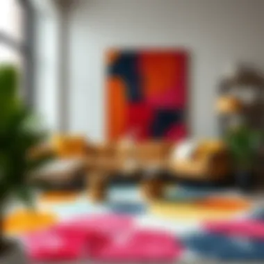 Colorful abstract rug enhancing a contemporary space