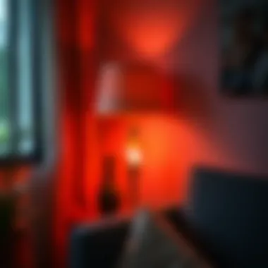 Colorful lamp creating ambiance in a cozy corner