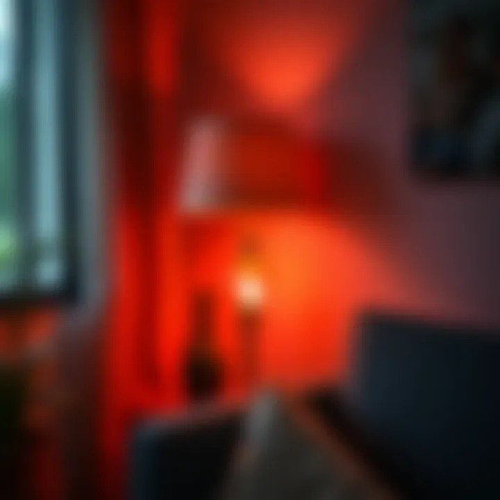 Colorful lamp creating ambiance in a cozy corner