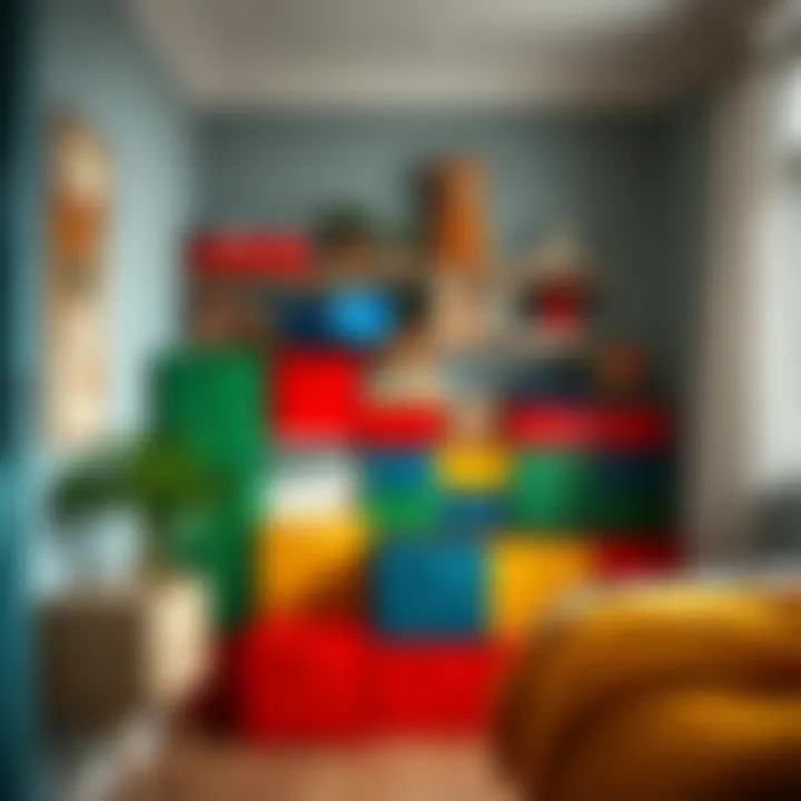 Colorful storage boxes enhancing bedroom decor