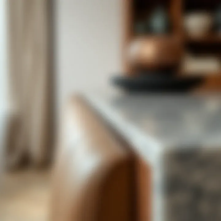 Close-Up of Unique Materials in Sofa Consoles Close-up of a console showcasing unique materials