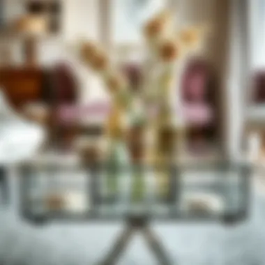 Contemporary glass table set with decorative elements