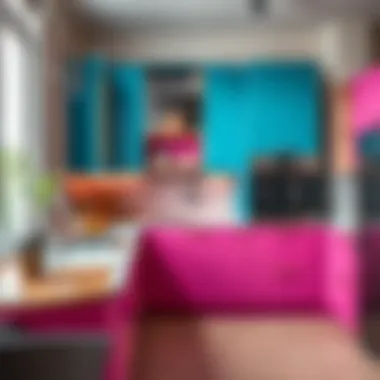 Vibrant Elegance in Kitchen Design Elegant design of a contemporary kitchen cabinet in vibrant colors