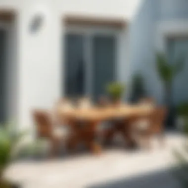 Contemporary Outdoor Table Contemporary outdoor table with decorative plants