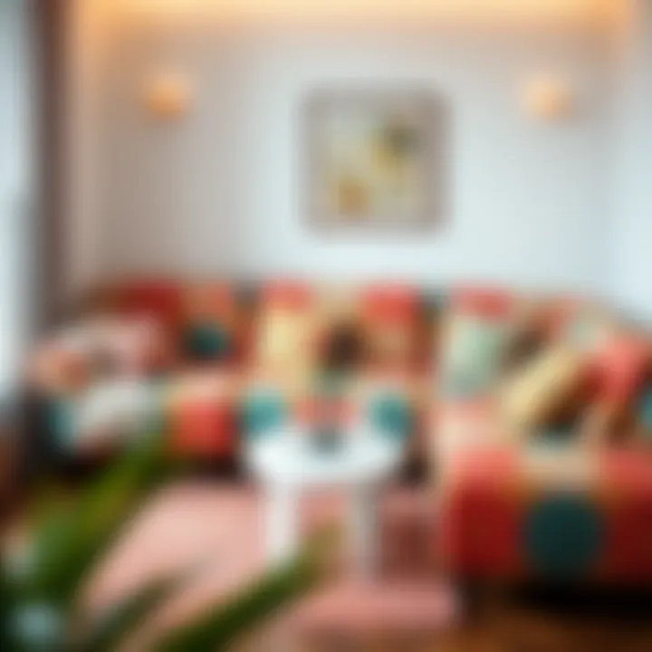 Colorful patterned corner sofa cover enhancing interior decor