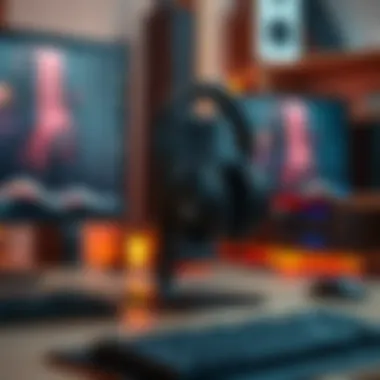 Functional use of a Corsair headphone stand in a gaming setup