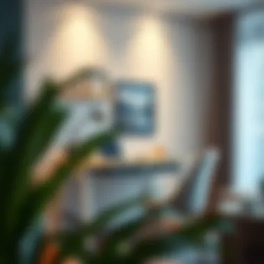 Stylish study desk in a cozy home environment