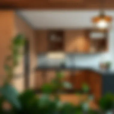 Creative usage of double-sided kitchen cabinets in contemporary design