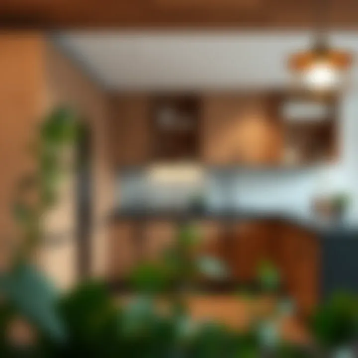 Creative usage of double-sided kitchen cabinets in contemporary design