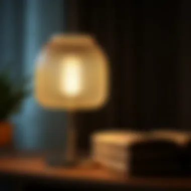 Close-up of a decorative reading lamp with warm light