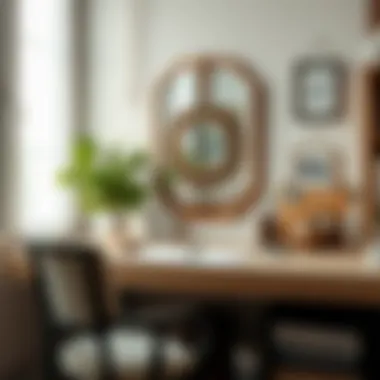 Workspace for Mirror Crafting Creative workspace for crafting a decorative mirror