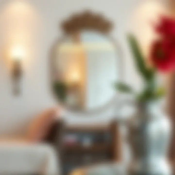 Stylish Interior with Customized Mirror Stylish interior featuring a custom decorative mirror