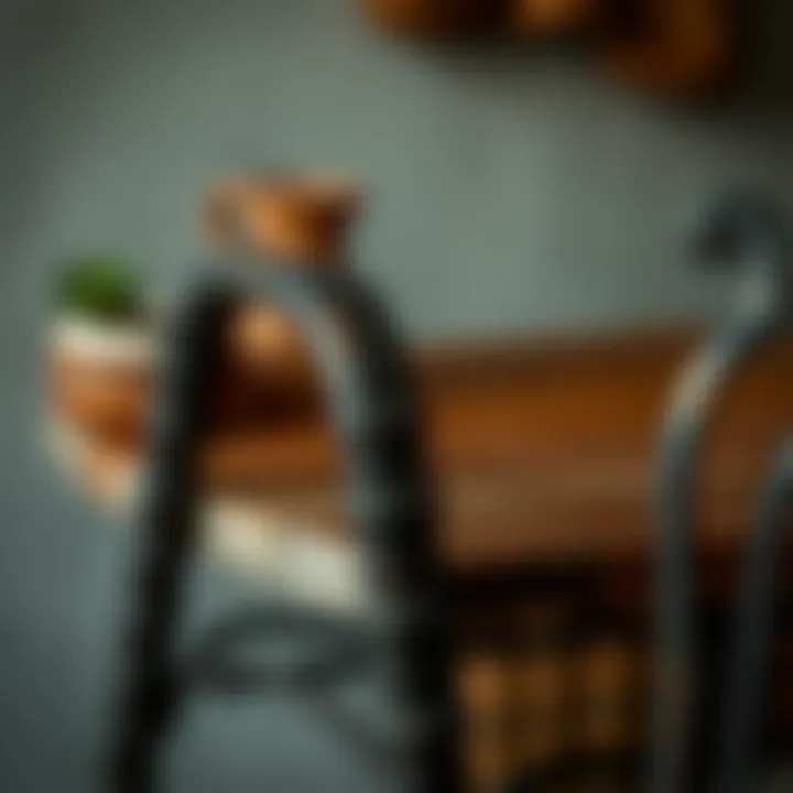 Close-up of iron kitchen chair detailing and craftsmanship