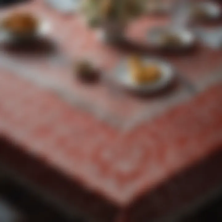 Close-up of intricate tablecloth design