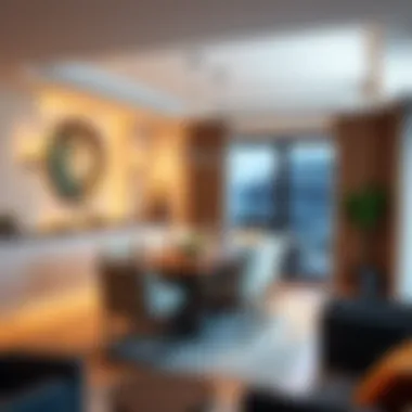 Dining area with stylish lighting showcasing 2700K warmth