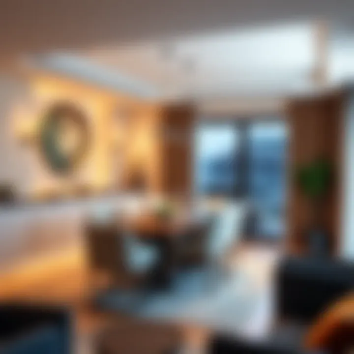 Dining area with stylish lighting showcasing 2700K warmth