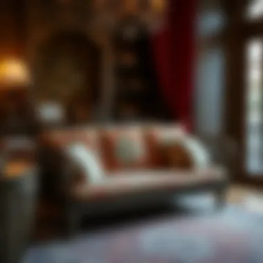 Traditional Turkish divan showcasing rich textiles and intricate design.