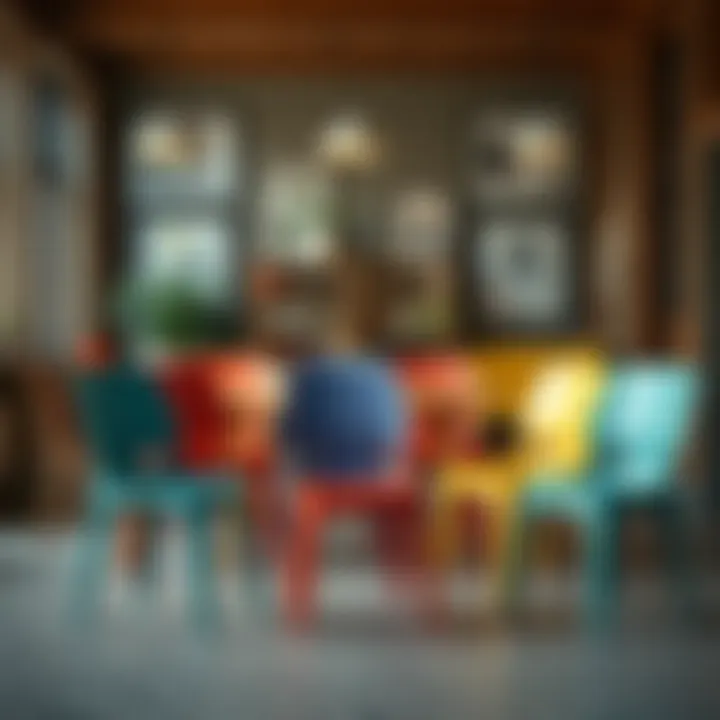 Diverse designs of plastic chairs