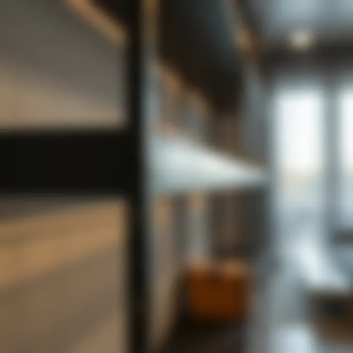 Close-up view of a sleek metal shelf highlighting its aesthetic appeal