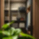 Metal Shelf in Modern Closet Stylish metal shelf integrated into a modern closet design