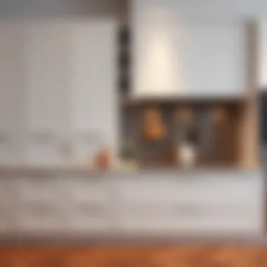 Modern interior showcasing white cabinet handles