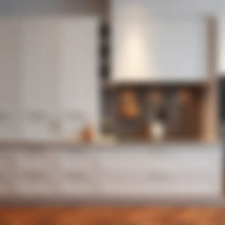 Modern interior showcasing white cabinet handles