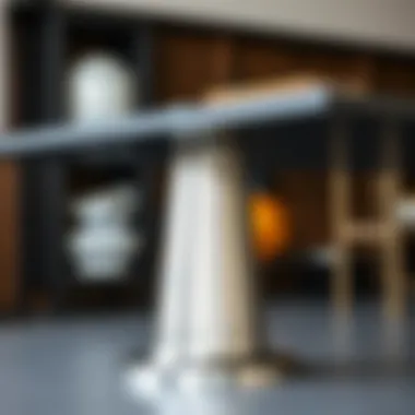 Durable stainless steel leg supporting a sleek table design