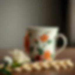 Elegant ceramic coffee mug with floral design