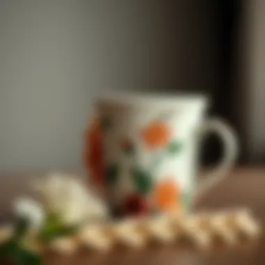 Elegant ceramic coffee mug with floral design