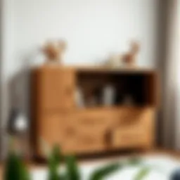 Elegant design of a toy cabinet with drawers