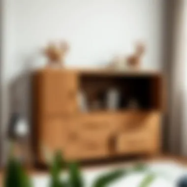 Elegant design of a toy cabinet with drawers