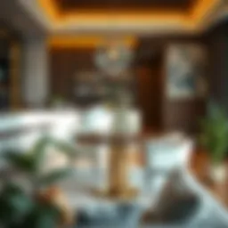 Elegant modern American bar table in a chic living space