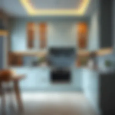 Elegant modern kitchen featuring a built-in oven cabinet