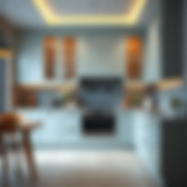 Elegant modern kitchen featuring a built-in oven cabinet