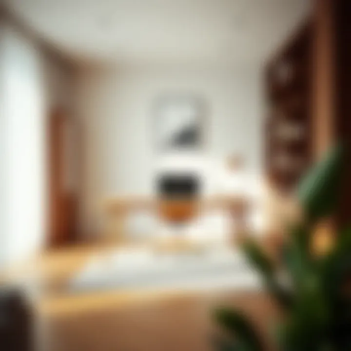 Elegant wooden desk in a minimalist office