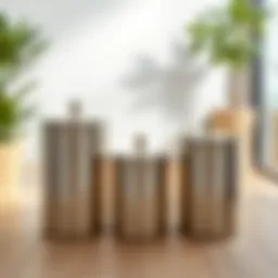 Stylish three-piece steel storage container set