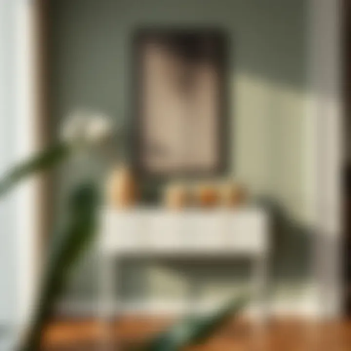 Minimalist console table adorned with decorative items