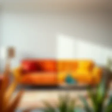 Stylish contemporary sofa with vibrant colors