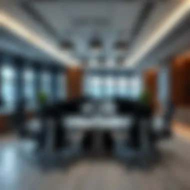 Elegant office layout with ergonomic chairs and desks